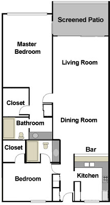 Two Bedroom - Two Bath Floor Plan